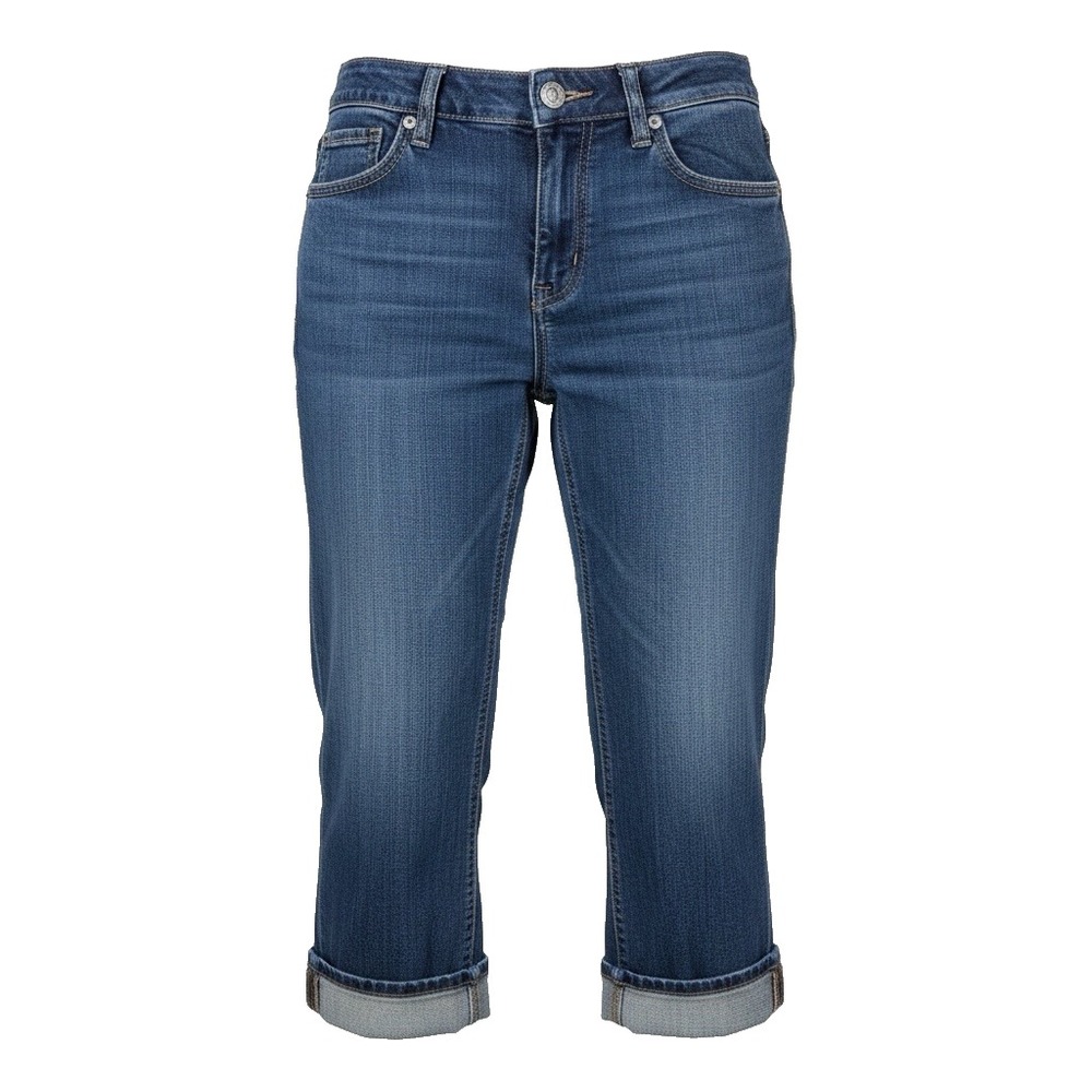 Tommy Hilfiger Cuffed Capri Jeans Womens 8 Mid Rise Blue Embroidered Denim W30